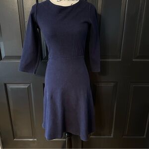 Joules Womens Shay waisted Dress  SZ 4 Blue Textured(v)